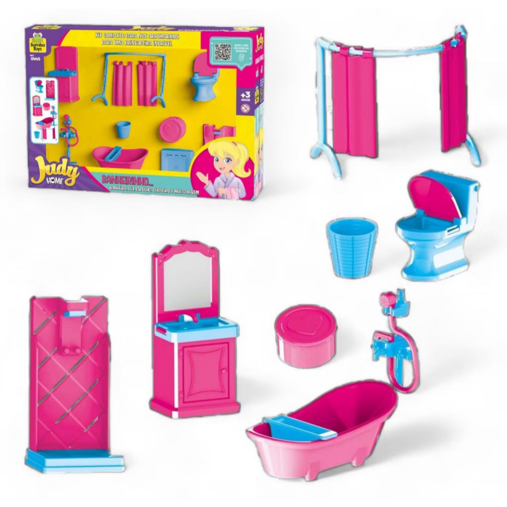 Coleção Brinquedo Casinha de Boneca Infantil Judy Polly Home Banheiro Com Móveis em Oferta na Shopee