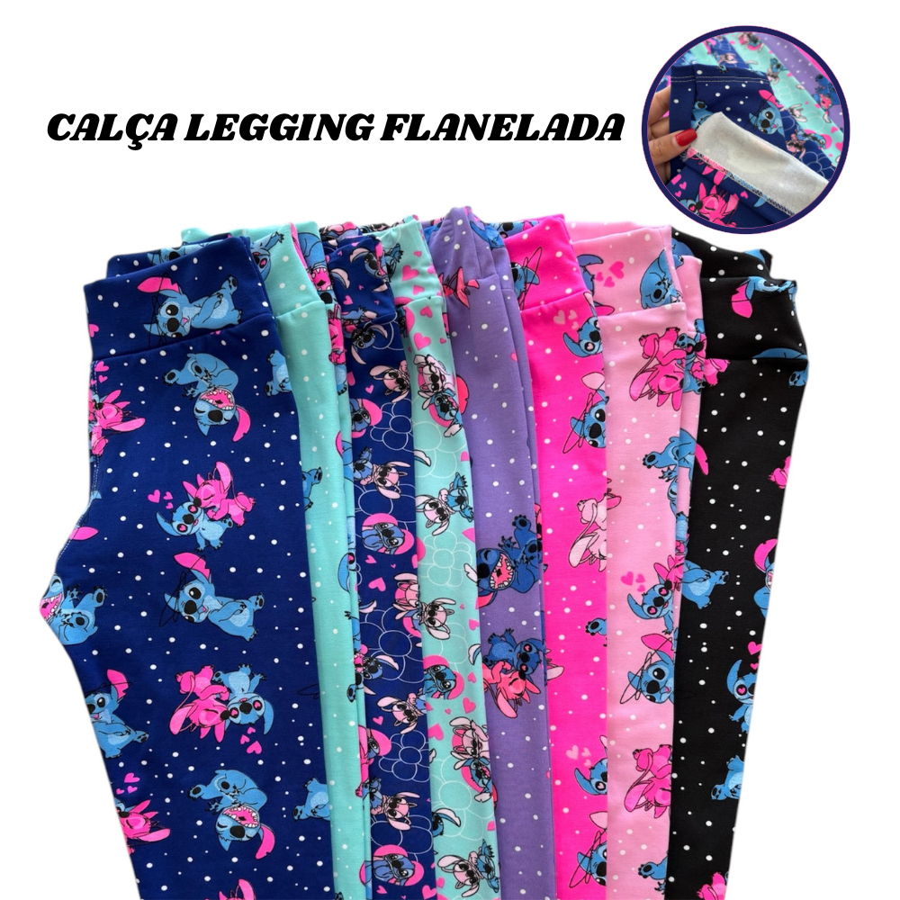 Kit 4 Calça legging Flanelada infantil Suplex Super Grossa