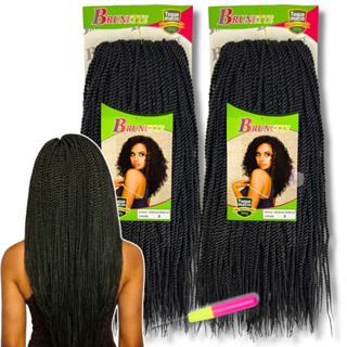 Kit 2 Cabelo Senegal Twist Fibra Orgânica Brunette + Agulha Crochet em Oferta na Shopee