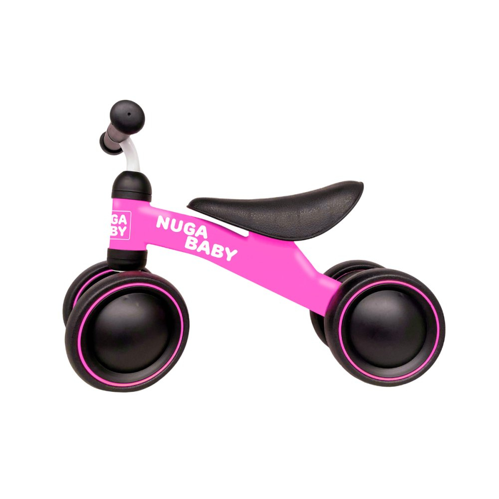 Bicicleta Infantil Nuga Sem Pedal 4 Rodas Rosa - A partir de 12 Meses | Com Garrafinha e Inmetro