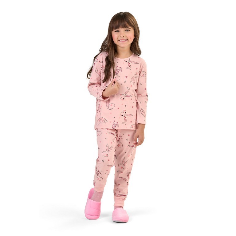 Pijama Longo Em Malha 100% Algodão Juvenil Menina - Elian