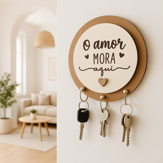 Porta Chaves Decorativo de Parede 3 Ganchos Em Mdf Multiuso Decoração Moderna Liso para ou...