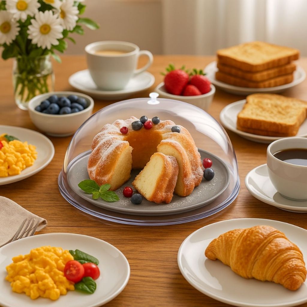 Cúpula Transparente para Alimentos – Tampa Simples para Bolo, Pães, Doces e Frutas Elegante