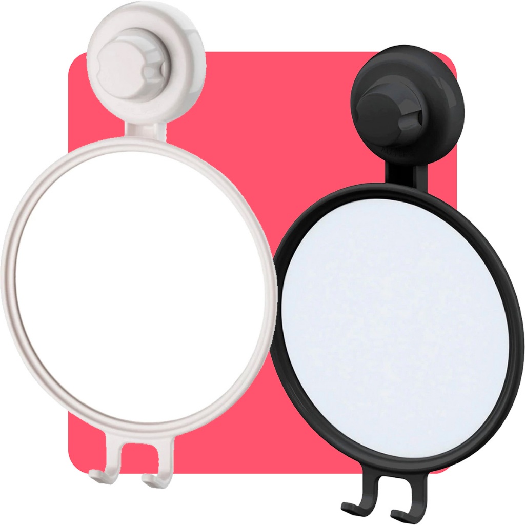 Espelho Anti Embaçante Box Banheiro de Barbear com Suporte Gilete Fixação Sem Furos Ventosa Future - Beauty