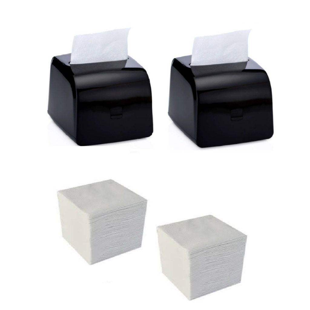 Kit 2 Porta Guardanapo Interfolha Preto + 800 Folhas