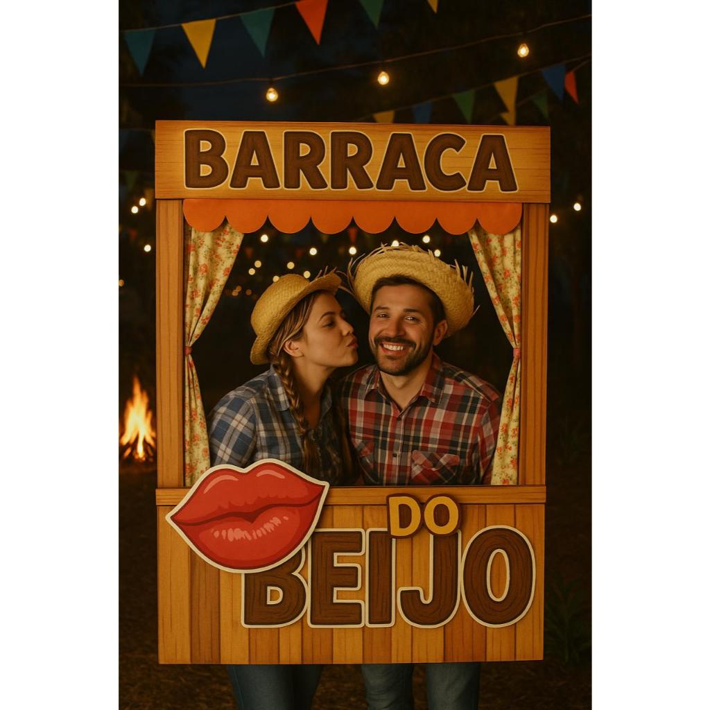 Barraca do Beijo Festa Junina Moldura para Fotos Decoração Arraiá Fotográfica Temática Dec...