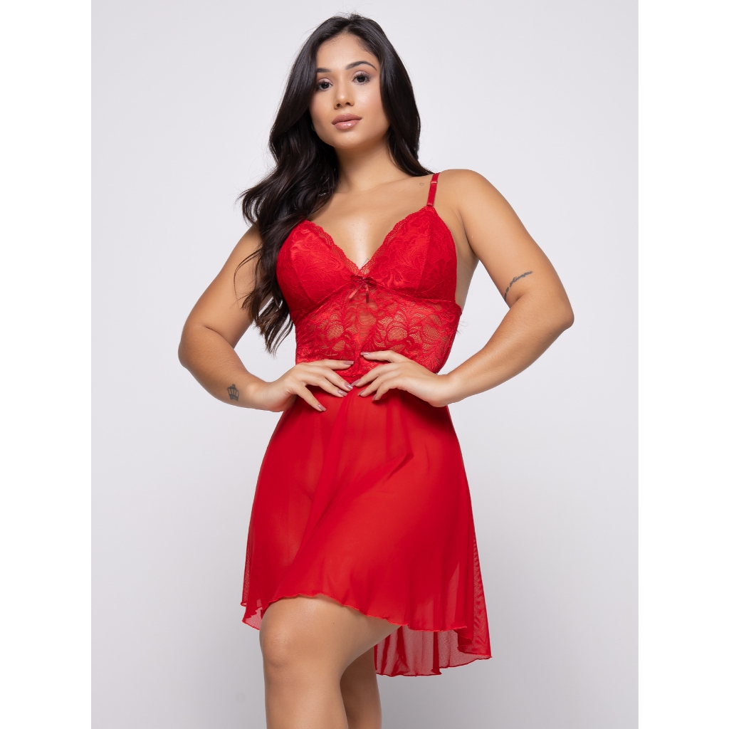 Camisola Sensual de Renda Sem Bojo Linha Noite Pijama zoore