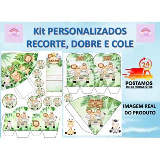 TEMA SAFARI LEMBRANCINHA COM OU SEM NOME - 80/160 ITENS - ENVIO EM 24H em Oferta na Shopee