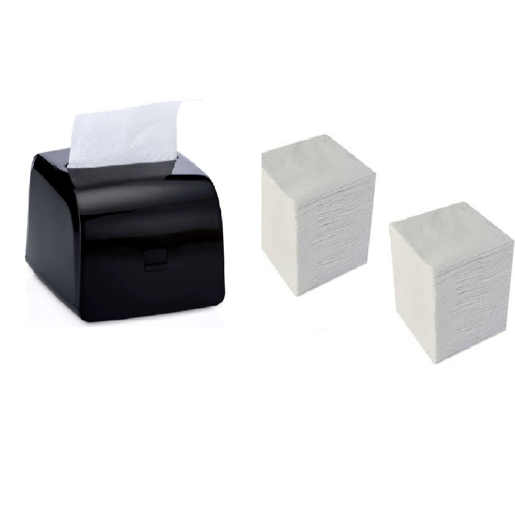 Kit Porta Guardanapo Interfolha Preto Premisse + 800 Folhas