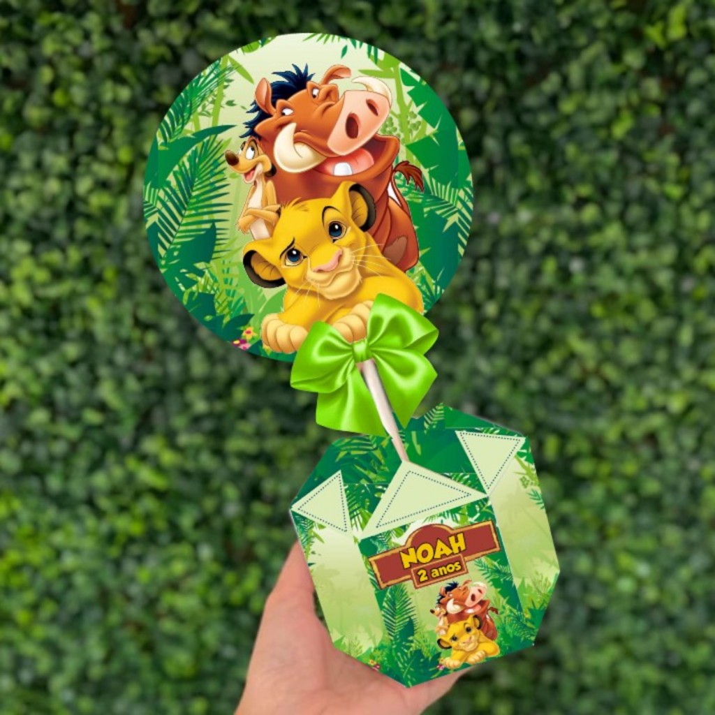 Kit de Centro de mesa O Rei Leão | Arranjo Enfeite Cachepô | Lembrancinha | Festa | Personalizado