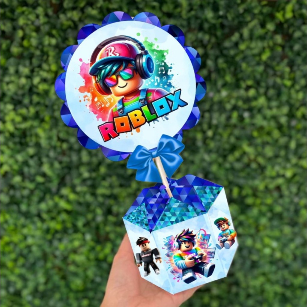 Kit de Centro de mesa Roblox | Arranjo Enfeite Cachepô | Lembrancinha | Festa | Personalizado