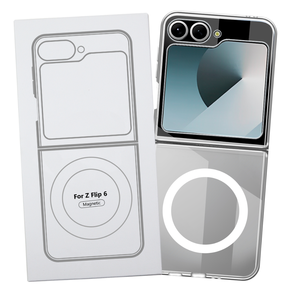 Capa Capinha Transparente Magsafe Magnética Anti Impacto TPU PC Case Para Samsung Galaxy Z Flip 6 F741 tela 6.7 pol