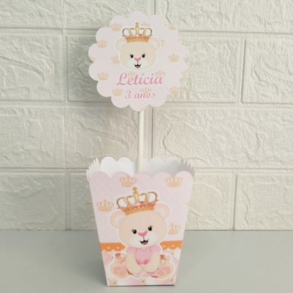 Pegue e Monte - Centro de Mesa Cachepô Ursinha Princesa - Ursa Princesa -  Lembrancinhas para Festas