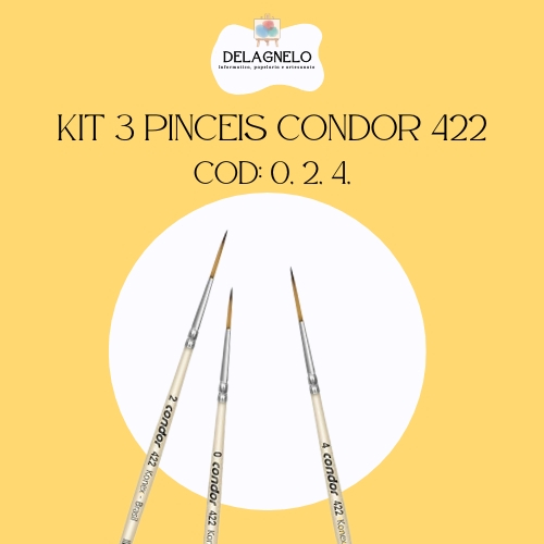 Kit 3x Pincéis Filete Liner Sintetico Condor  filete 422 Números Inclusos: 0, 2, 4