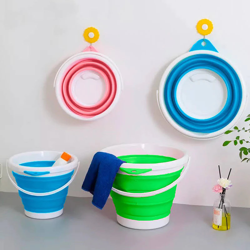 Balde Dobrável Retrátil 10 Litros Silicone Original Multiuso Cozinha Lavanderia Portátil em Oferta na Shopee