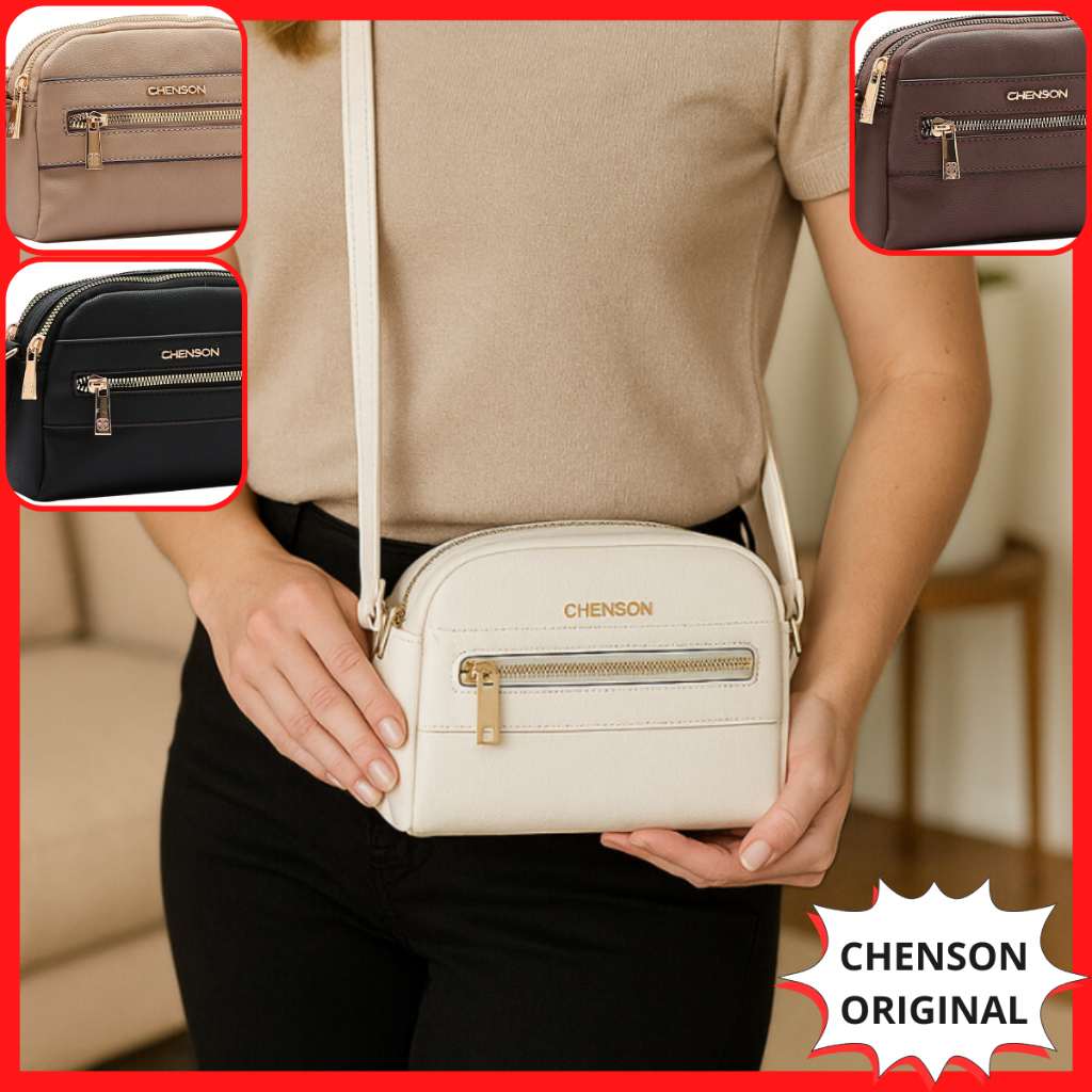 Bolsa Tiracolo Transversal Pequena de Couro Eco Premium Chenson Original 3484931 Nova Coleção Luxo