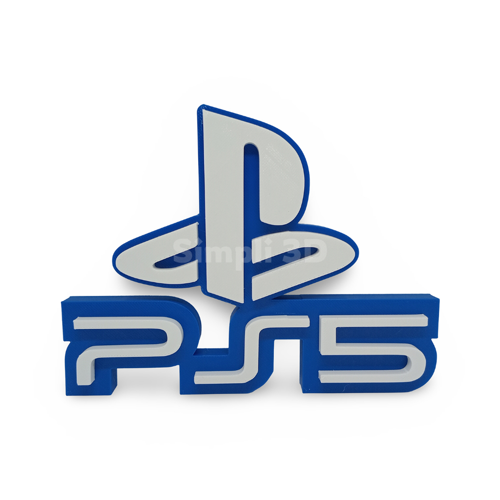 Letreiro Decoração Gamer Símbolo PS5 - Logo Playstation 5 Azul