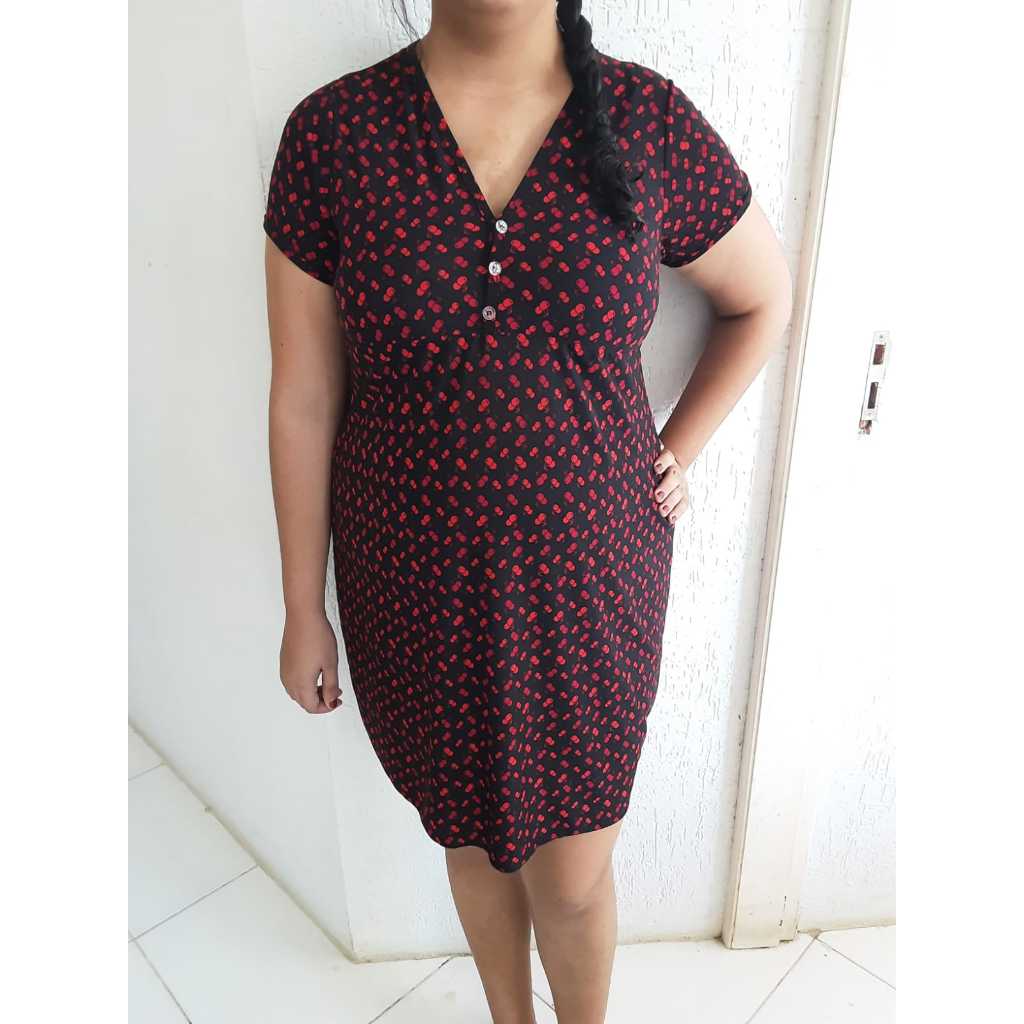 Camisola Vestido Mídi Senhora Manga  Malha Fria