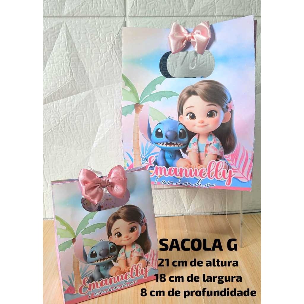 Sacolinha Personalizada para lembrancinha Stitch tamanho G