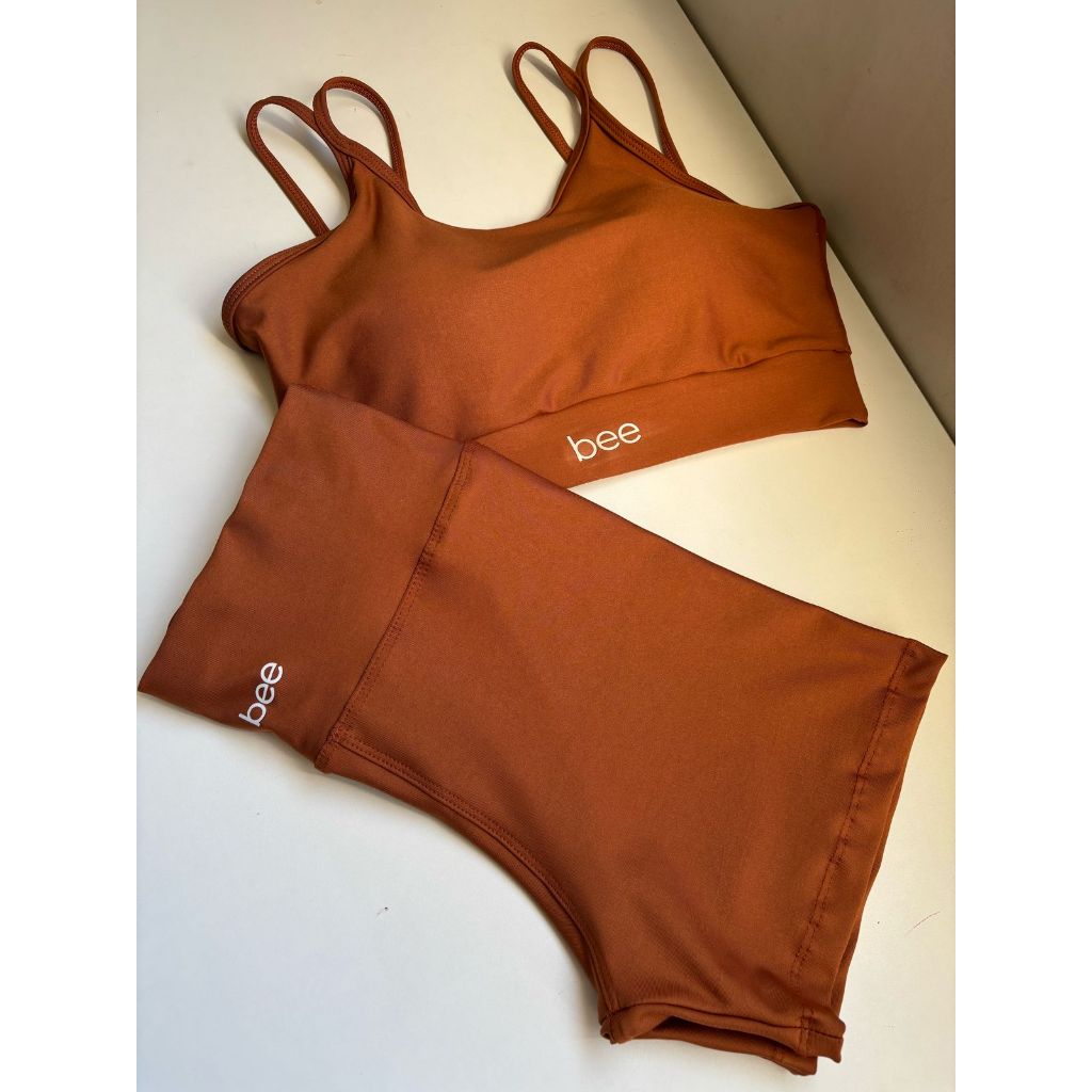 Roupa de Academia Feminina Fitness Treino Conjunto Short Top Cós Alto Premium em Oferta na Shopee