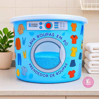 kit lavanderia conjunto de potes organizador 2 potes para sabão em pó e prendedores em Oferta na Shopee