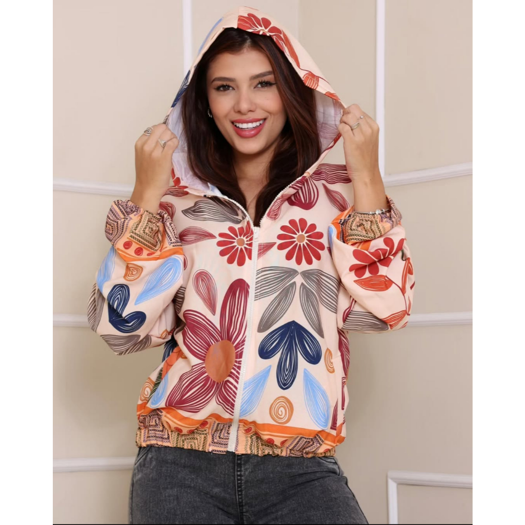 Jaqueta Casaco Corta Vento Bomber Feminino Impermeável Estampado Presente Dia dos Namorados