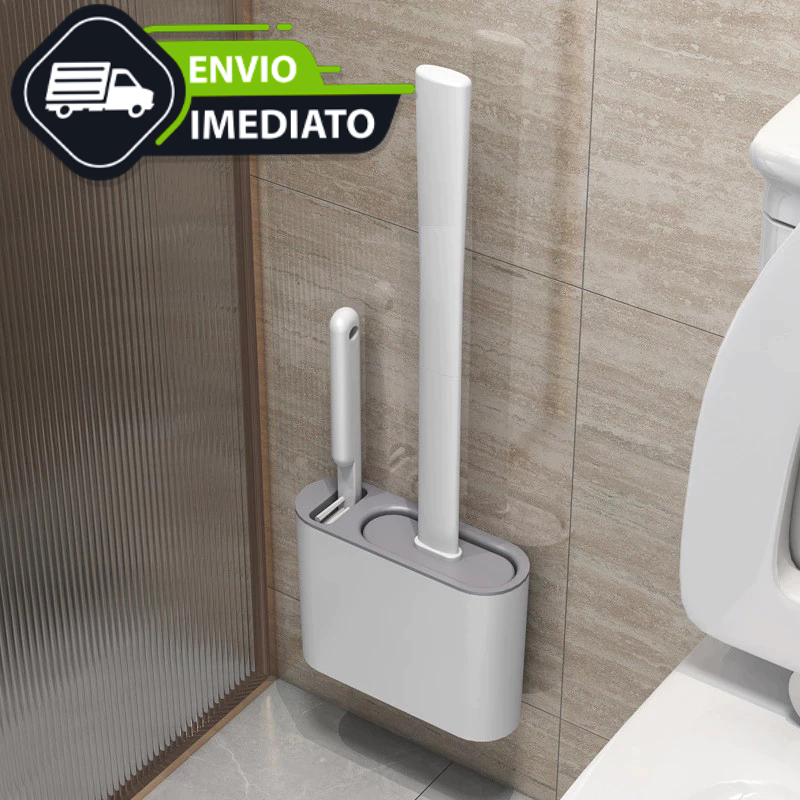 2 em 1 Escova de Silicone para Vaso Sanitário - Base de Banheiro Privada, Alta Eficiência Multiuso