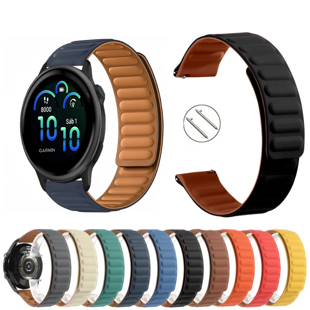 Pulseira 20mm Silicone Elos Imã Magnética para Smartwatch Garmin vivoactive 6 de Engate Rapido