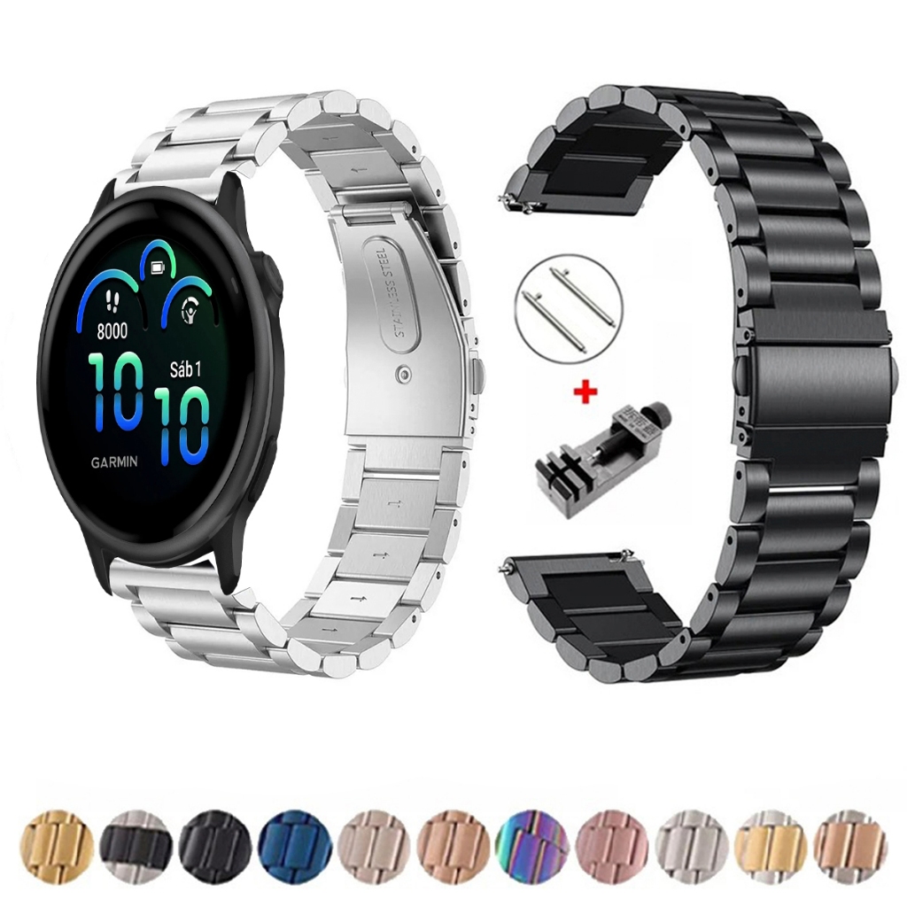 Pulseira de 20mm Metal Elos de aço inox para Smartwatch Garmin vivoactive 6 de Engate Rapido