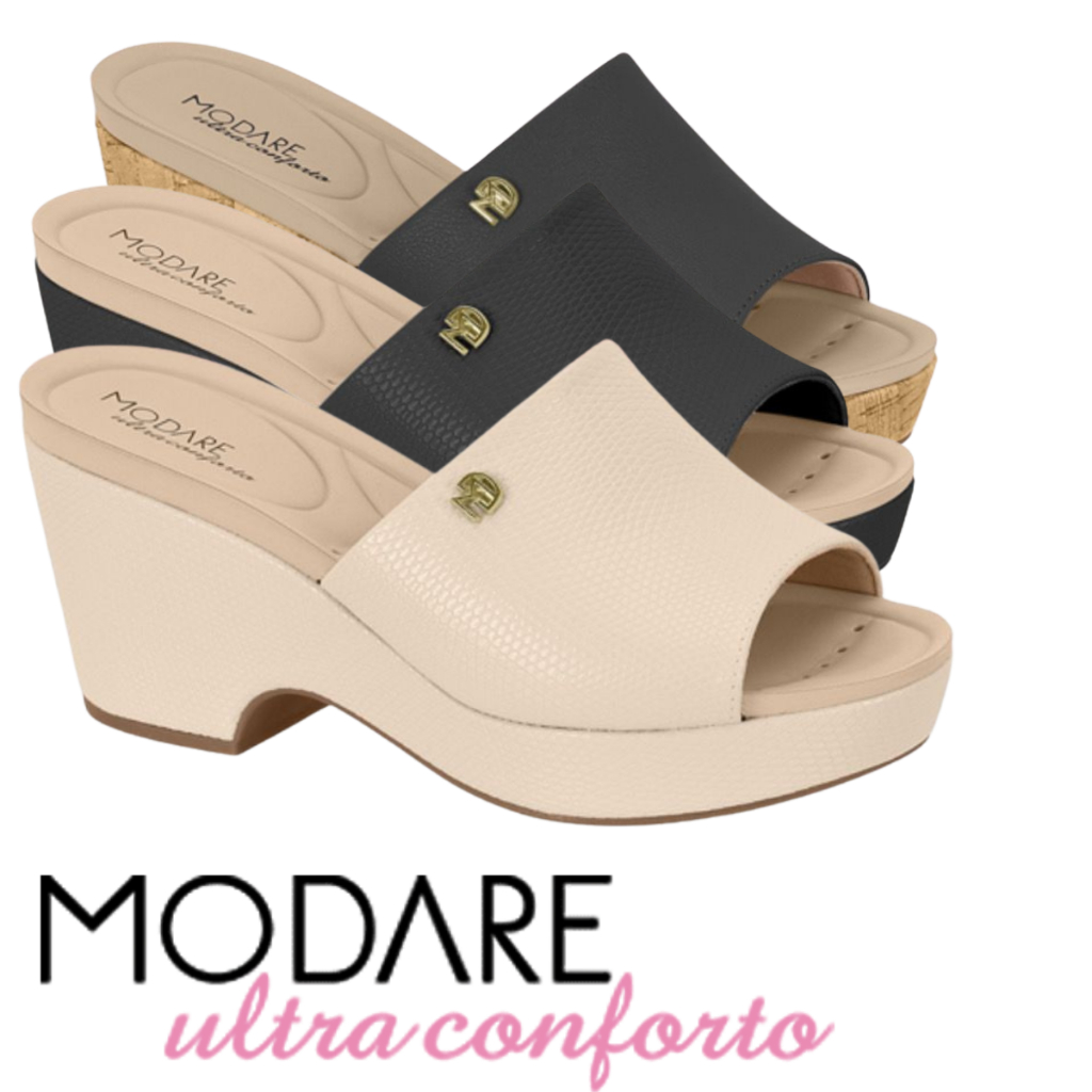 Tamanco Feminino Salto Anabela Conforto Modare Macio Sense