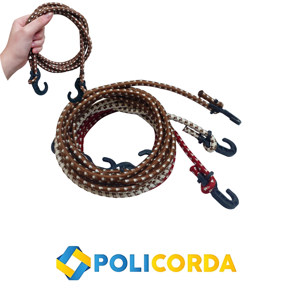 Kit 10 Elásticos Extensores c/ Gancho p/ Bagageiro - Transporte em Moto Carro - Cores Variadas
