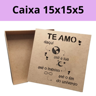 Caixa Presente 15x15x5   TE AMO daqui  ate a lua, Dia dos Namorados MDF 15x15 em Oferta na Shopee