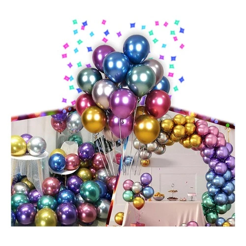 Balão Bexiga Metalizado 10" 50 Unidades Festa Aniversário Decoração em Oferta na Shopee