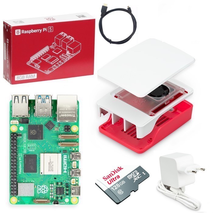 Kit Raspberry Pi 5 Pi5 B 8gb Fonte Case Sd128gb