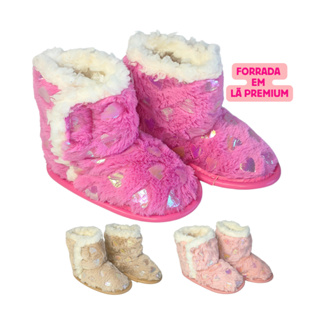 Pantufa Botinha Bebê e Infantil Menina 13/14 ao 23/24 Pelúcia Coração em Oferta na Shopee
