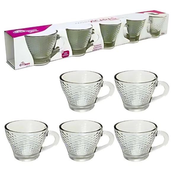 Jogo De Xícaras Café Chá Capuccino De Vidro 90ml Honey Cafeteira Expresso Caneca 5 Peças