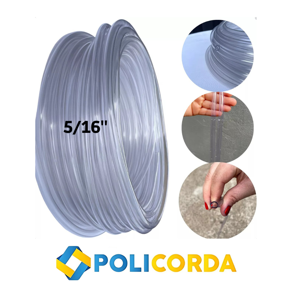 Mangueira de Nível Cristal Reforçada 5/16" Transparente | Alta Precisão p/ Nivelamento na Construção
