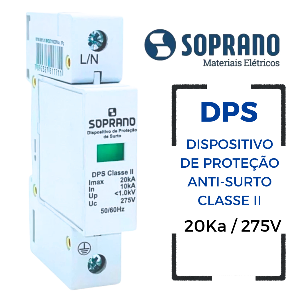 Dps Protetor De Surto Classe Ll 1p 20ka 275v Soprano em Oferta na Shopee