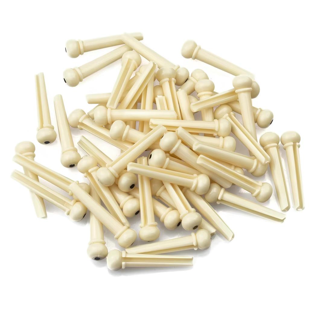 Pinos Cravo Trava Plástico ABS Branco Violão Aço 50 Un.