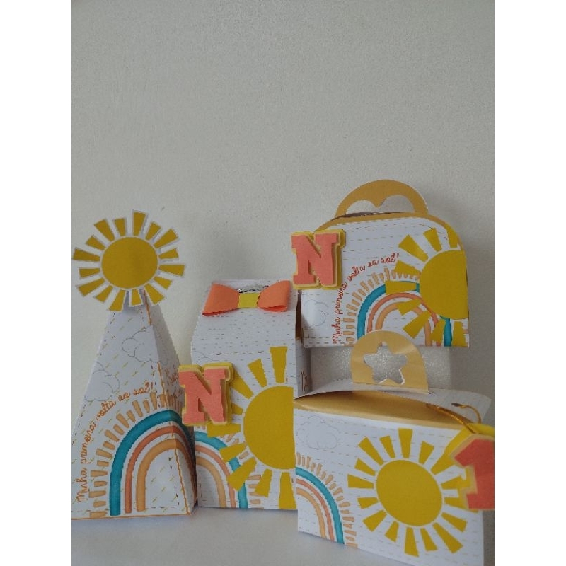 Personalizados Primeira Volta ao Sol 20 peças lembrancinha caixinhas de aniversário kit festa