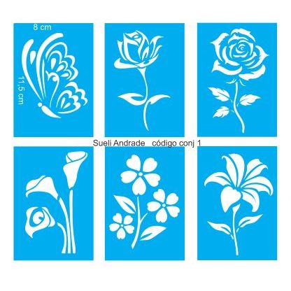 6 peças de stencils, molde vazado, Sueli Andrade, conjunto 1 em Oferta na Shopee