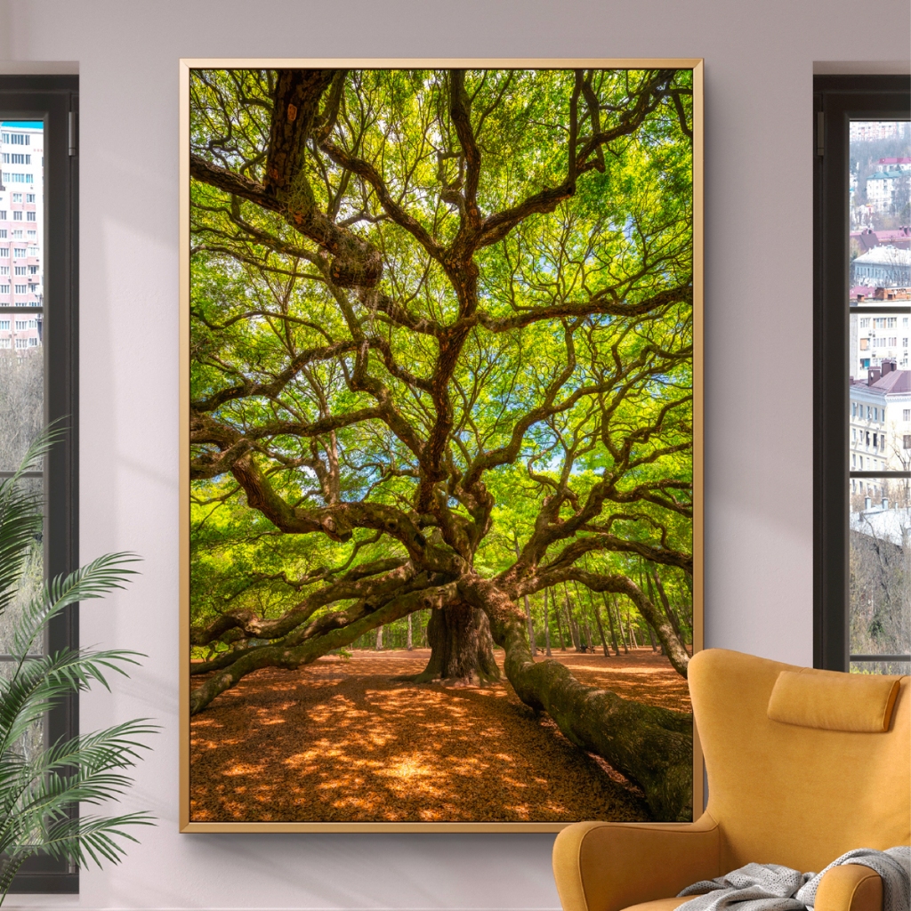 Quadro Decorativo Grande Sala Moldura 80x120 cm Decoração Parede Árvore Da Vida Gigante
