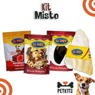 Petisco Natural Mordedor Kit Misto para Cães (Orelha Bovina, Casco Bovino, Misto Bovino, Bifinho) em Oferta na Shopee