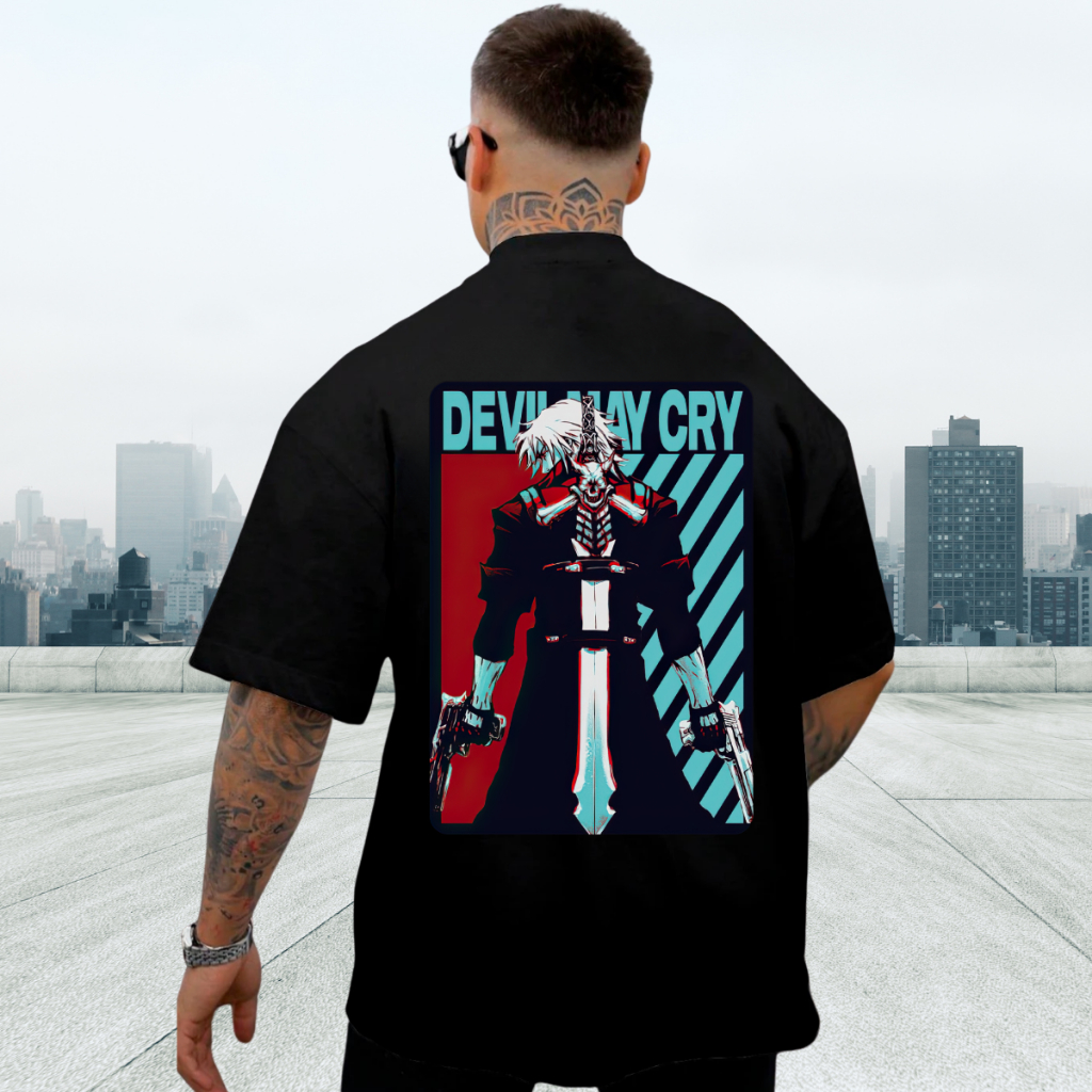 Camiseta Masculina Devil May Cry Dante Caçador de Demônios Anime Oversized Academia Algodão Treino