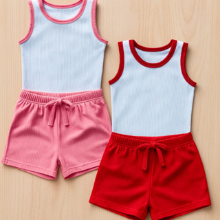 Conjunto verão menina blogueirinha calor infantil Blusa Regata + Shorts CORES SORTIDAS em Oferta na Shopee