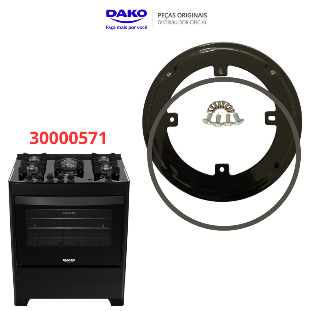 BASE TRIPLA CHAMA CENTRAL +VEDAÇÃO E PARAFUSOS ORIGNAL FOGÃO DAKO SUPREME GLASS ENVIO FULL