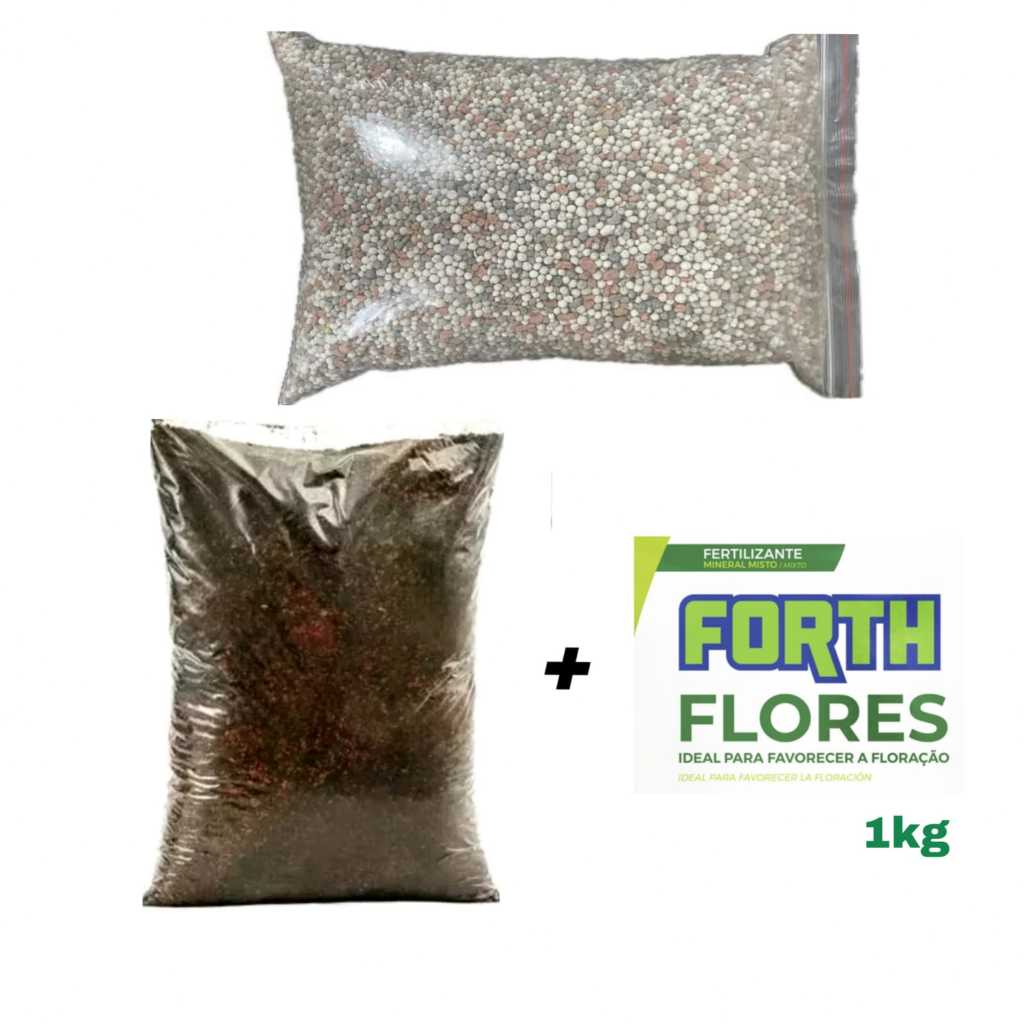 kit adubo granel 1kg cada produto; forth flores + NPK 04-14-08 + Húmus de minhoca fertilizante organico 1kg