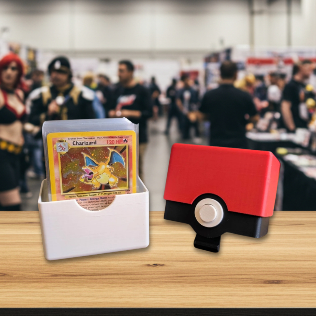 Kit Porta Cartas Pokémon Pokébola + Moeda TCG Charizard | Suporte Deck Box para 120 cartas