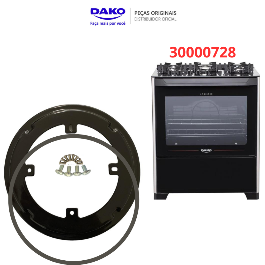 BASE TREMPE BOCA MAIOR + VEDAÇÃO COM PARAFUSOS ORIGINAL FOGÃO DAKO MAGISTER GLASS ENVIO RÁPIDO FULL