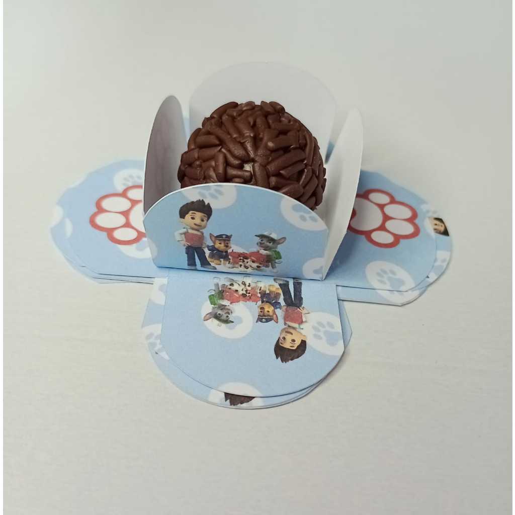 50 forminhas Personalizadas de doce Brigadeiro 4 Pétalas festa, Aniversário Patrulha Canina